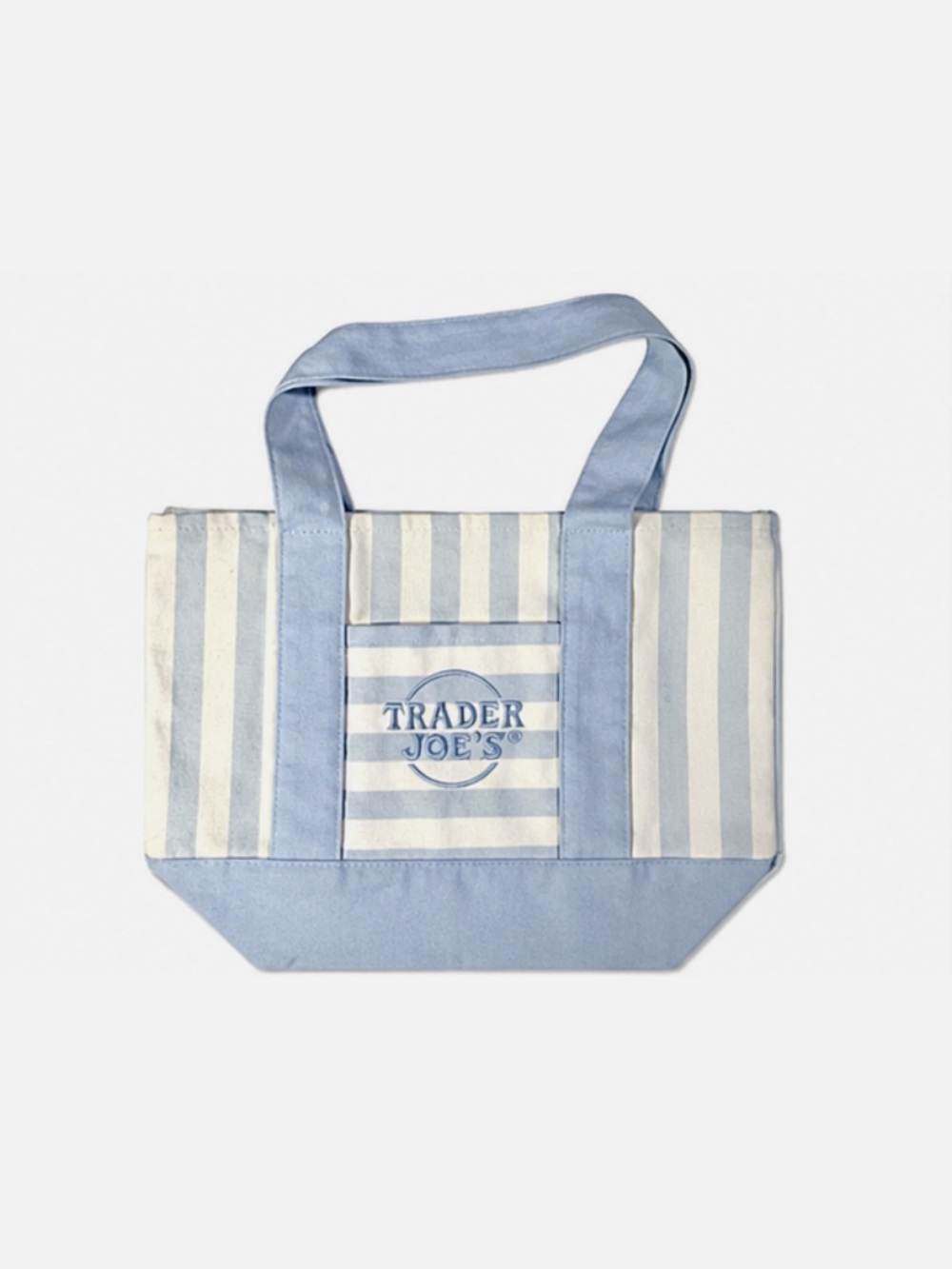 Trader Joe’s Striped mini Canvas Tote Bag - light blue NWT